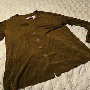 Chico's Travelers Dark Brown Cardigan Size  1